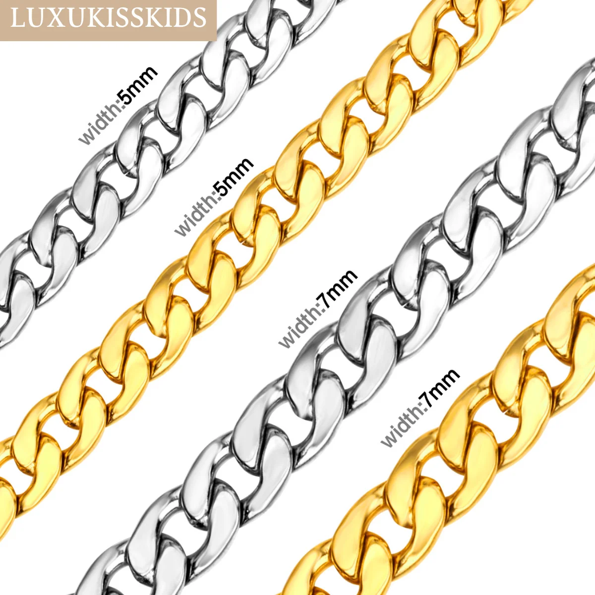 

LUXUKISSKIDS Stainless Steel Necklace for Men Women Curb Chain Figaro Punk Cuban Mental Link Choker Goth Silver Color Wholesale