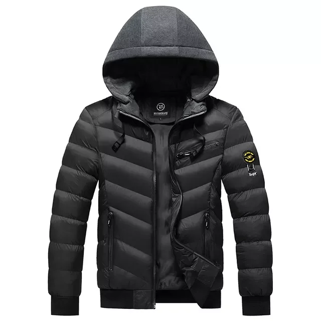 

2022NEW Parka Jackets Men Hooded Autumn Winter Mens Warm Thick Outwear Coats Solid Color Fashion Casual Windbreak Zipper Jacket