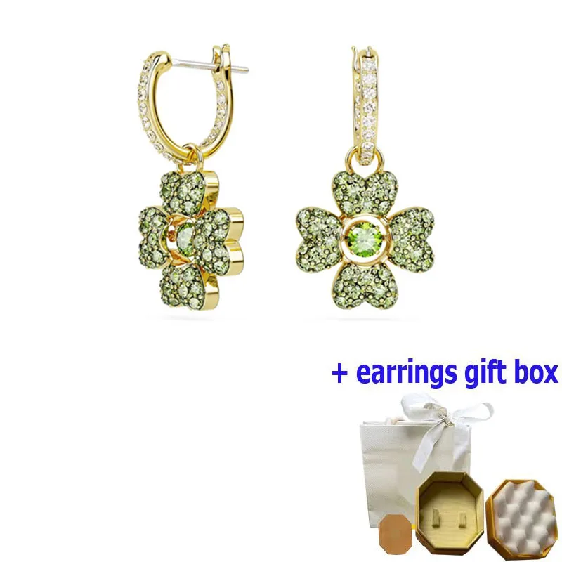 

High quality women's green diamond embellished flower earrings, suitable for beautiful women to wear, free shipping