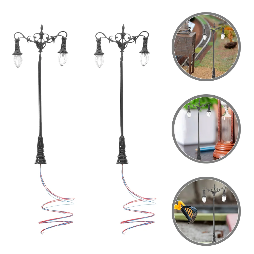

2 Pcs Micro Landscape Garden Yard Lamp Miniatures Light Model Ornaments Microlandscape