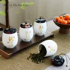 Портативный герметичный контейнер, емкость для хранения белого фарфора, маленький контейнер для чая, чайная коробка, керамический контейнер для чая