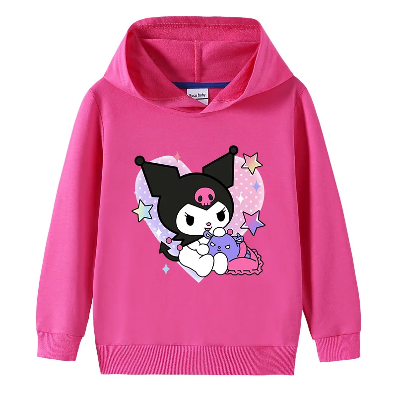 

Kawaii Sanrio Kuromi Hoodies Children Girl Round Neck Cartoon Spring Autumn Suitable Skin Birthday Gift Toys Anime Hoodies