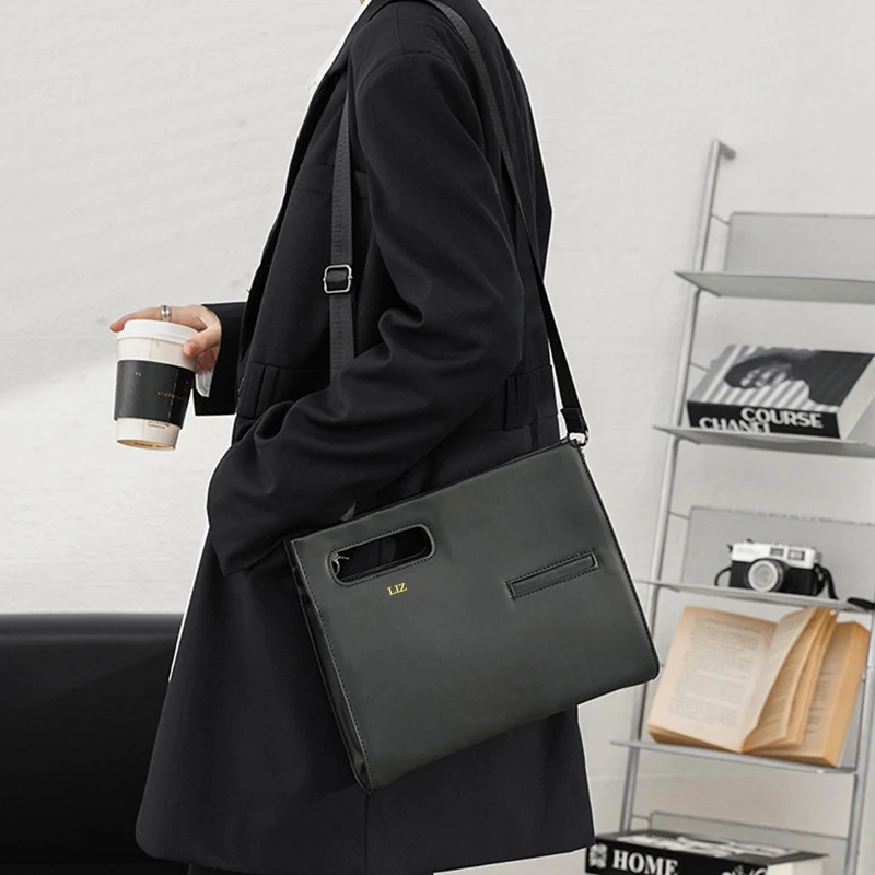 Кожаный мужской портфель модная деловая офисная универсальная сумка через плечо