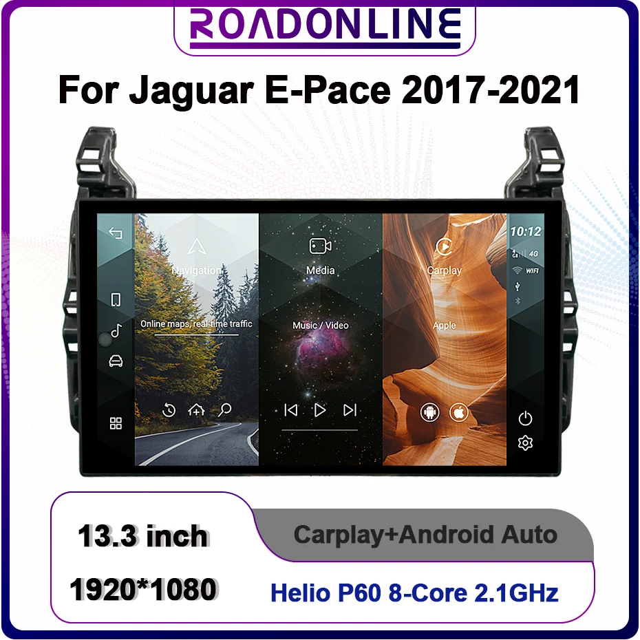 Автомобильная Мультимедийная система 13 3 дюйма 8 + 128 ГГц для Jaguar E-Pace E Pace 2016-2019 Android