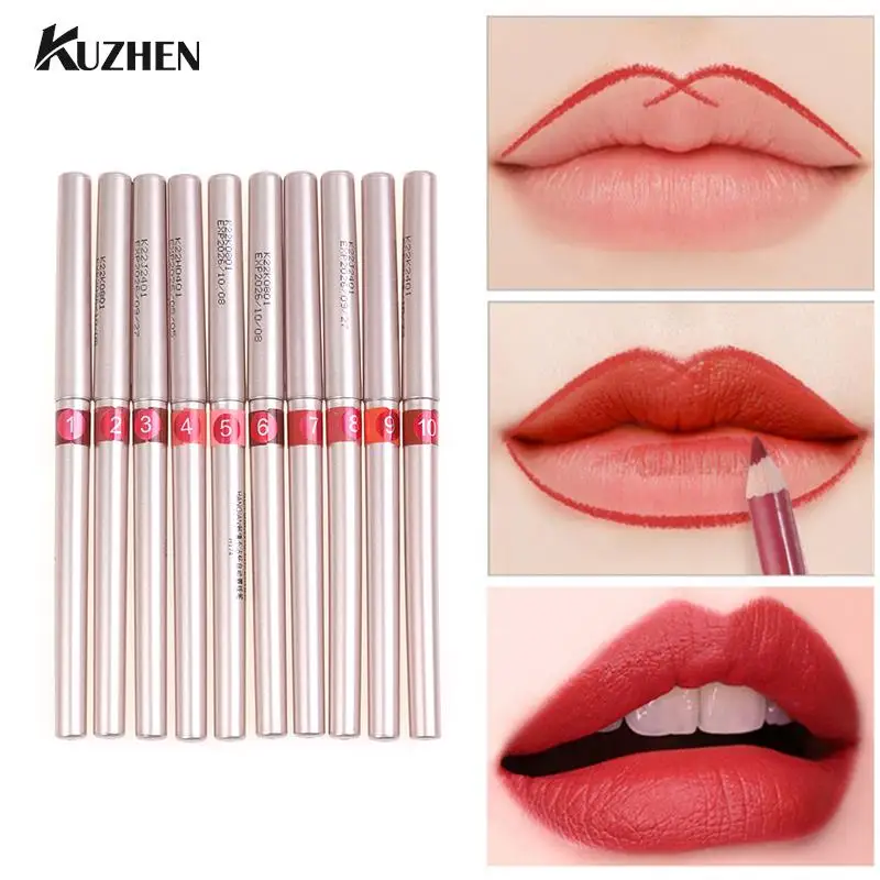 

Профессиональный карандаш Lipliner 10 цветов, бархатистый матовый автоматически вращающийся карандаш для губ, тинт для губ, гель для губ, аналог...