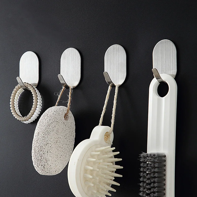 

Self-Adhesive Stainless Steel Hook Strong Adhesive Carbon Steel Towel Hanger Door Wall Hooks Kitchen Bathroom Storage Hanging