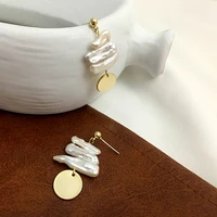 monlansher vintage irregular pearls drop earrings gold color round metal earrings for women elegant fashion earrings jewelry