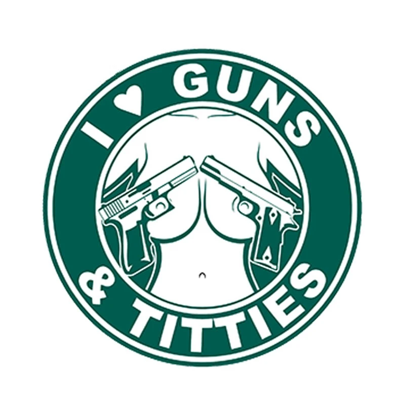 

Автомобильные наклейки «Я люблю пистолеты и соски», пистолет, соски, искусство, индивидуальные автомобильные аксессуары, базовая наклейка, ПВХ, водонепроницаемая и Солнцезащитная 15 см