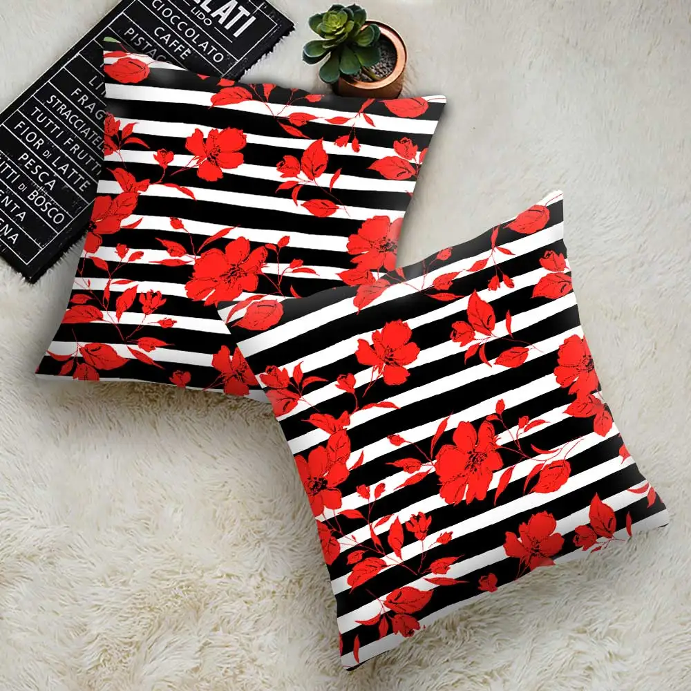 

Simple flower cushion cover Super soft polyester pillow cover Double-sided printing cushion covers Home Decoration Pillowcase