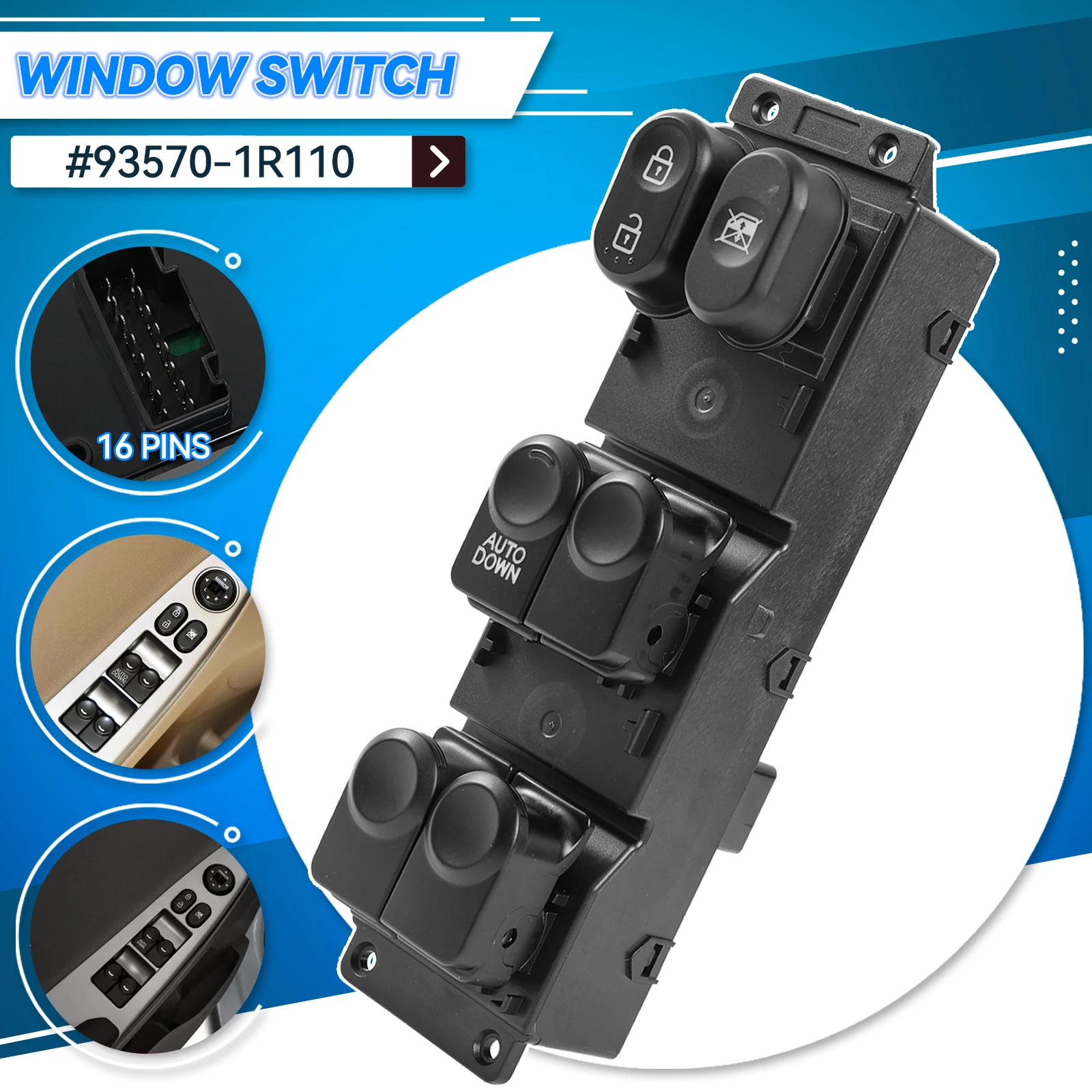 93570-1R111 935701 R111 главный переключатель стеклоподъемника кнопка управления