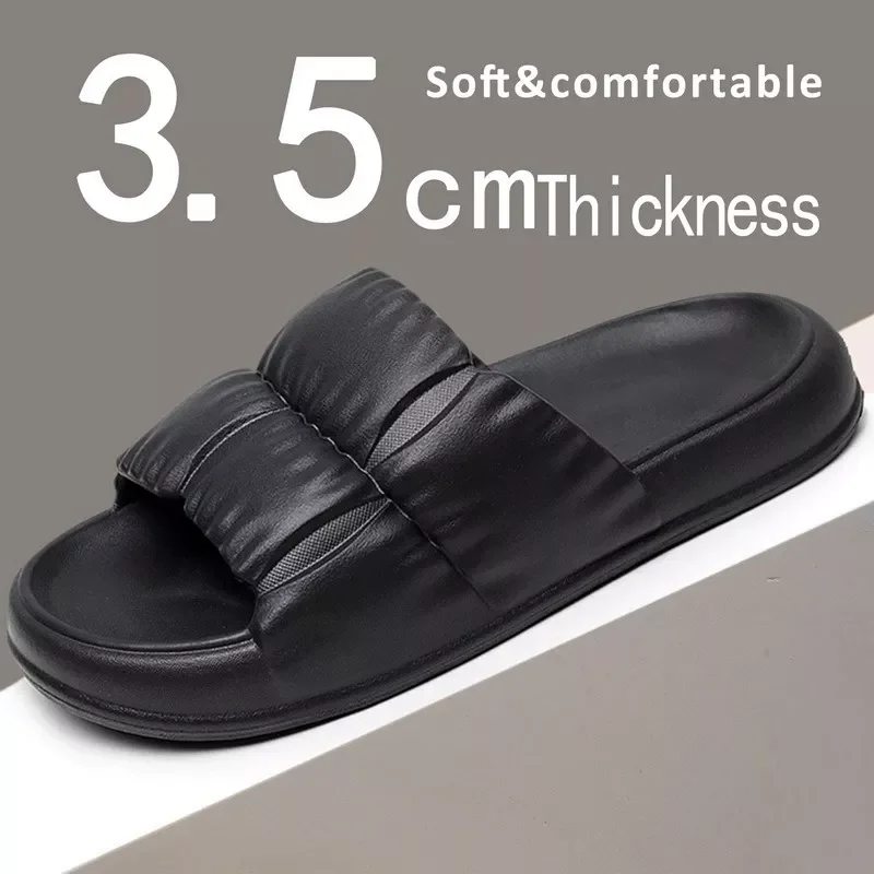 

New2022 Women Home Soft Thick Sole Slippers Men Summer Casual Non-Slip Slides Woman Flat Heels Shoes Comfortable Sandals