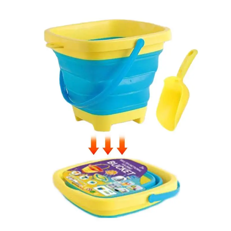 

Складное песочное ведро, Пляжное складное ведро с лопаткой для песка, Складные ведра, корзина для детей, складная круглая Ванна, портативный ведро