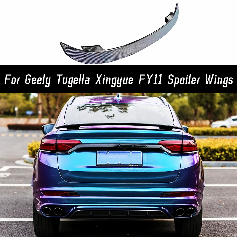 For 2019 20 21 Geely Tugella Xingyue FY11 Rear Trunk Lid Car Wing Ducktail Lip Spoiler Tuning Wings Black Carbon Accessories