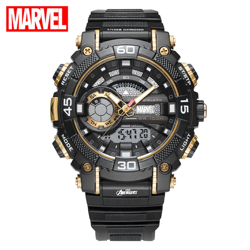 MARVEL Sport Watch Men 100M Waterproof Wristwatch Homme Dual Display Clock Teen Luminous Time Student Alarm Hour Male Aymy Wacht