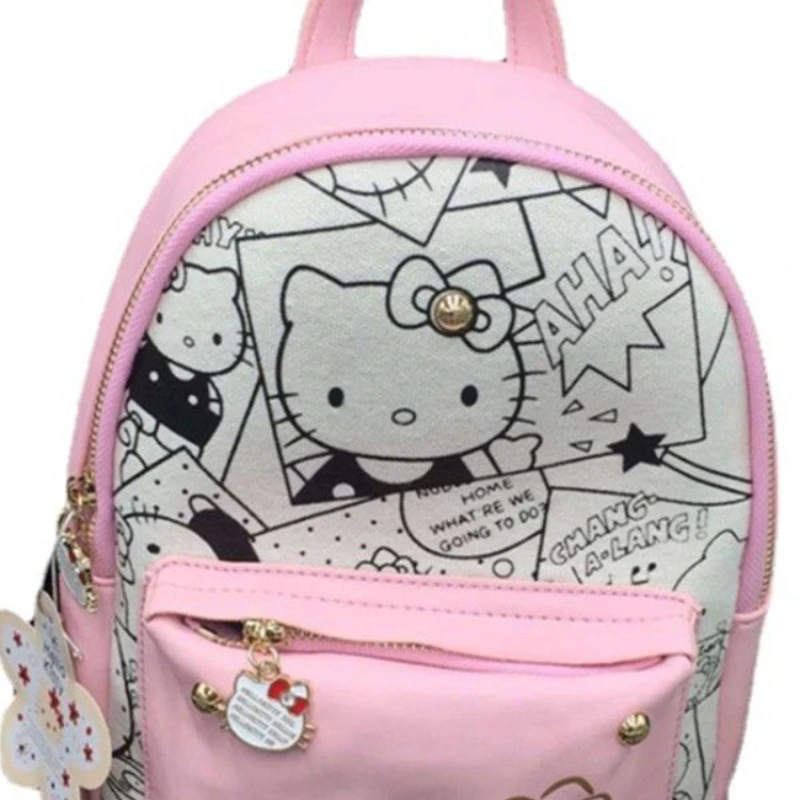 

Cartoon Hellokitty Pu Sweet Fashion Backpack Short Trip Small Backpack Mini Pink Strawberry Cute Girl