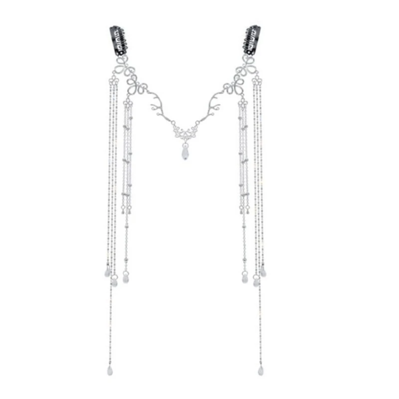 

Exquisite Glitter Rhinestones Long Tassel Hairwear Waterdrop Pendant Hairband Dropship