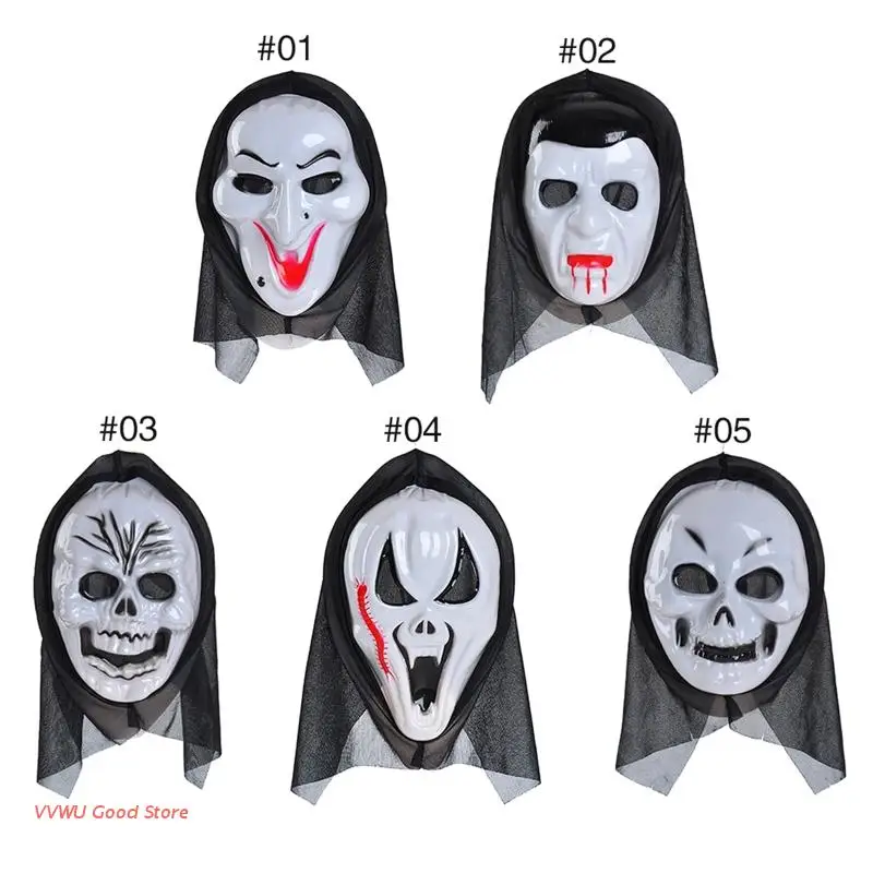 

Хэллоуин ужасная пластиковая маска для женщин мужчин мальчиков девочек страшные призраки маскарадные костюмы дышащие и удобные