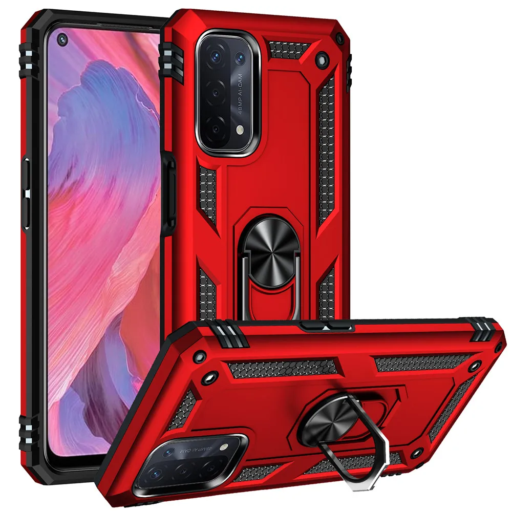 

For OPPO A74 5G Case Rugged Shocked Armor Stand Cover For OPPO A74 5G A54 4G A55 A93 A94 A95 A16 Magnetic Ring Holder Coque Capa