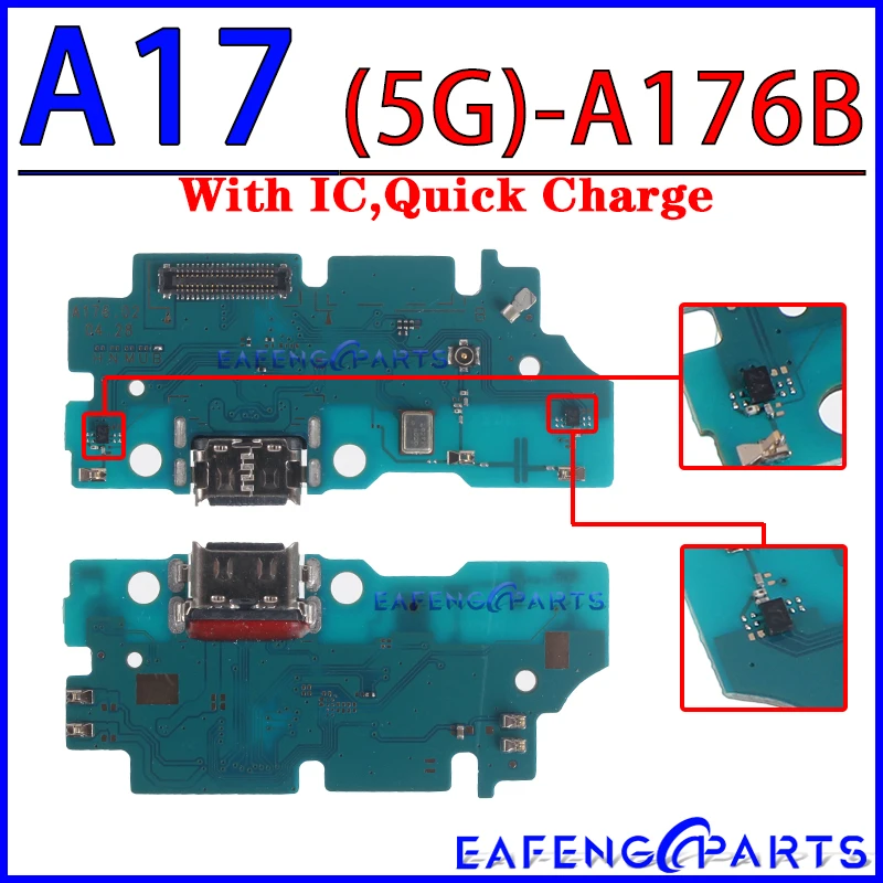 Фото USB-порт для зарядки (док-станция) для Samsung Galaxy A07, A17, A37, A57, A06, A16, A26, A36, A56 4G 5G, A166P, A176B, A376, A576 — модуль зарядной платы №2