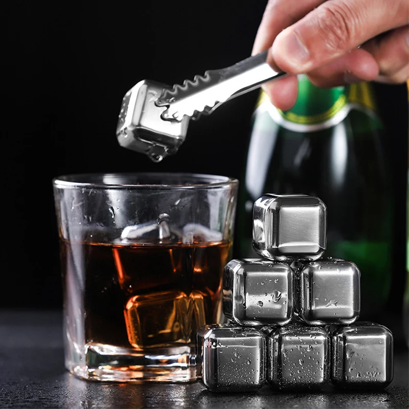 

Кубики для виски из нержавеющей стали, набор из камни для пищевых продуктов, многоразовое охлаждение виски, рок, кубик вина, охлаждение вина,...
