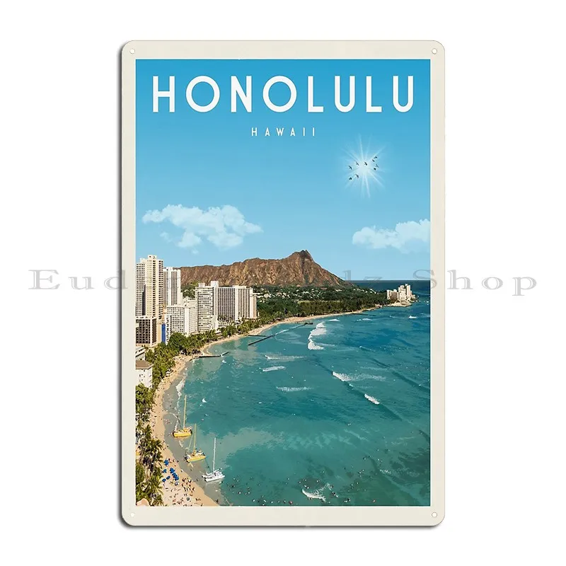 Honolulu Гавайи путешествия металлический знак винтажный гаражный принт паб создают