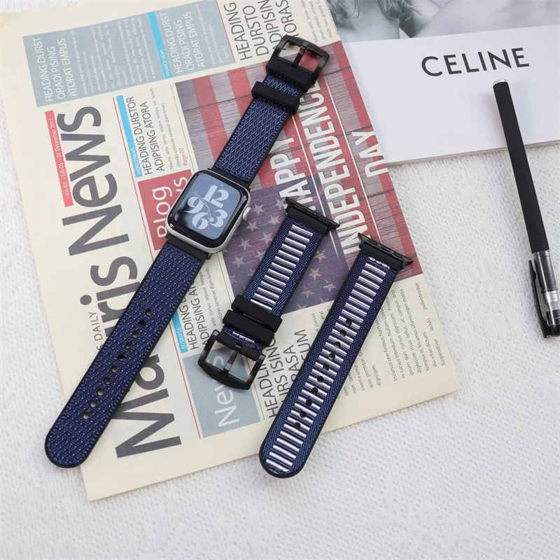 

Прочный браслет для Apple Watch SE7 6 5 38 мм 42 мм, нейлоновый силиконовый ремешок с защитой от пота для iWatch, 4 3 2 1 40/44 мм 41/45 мм