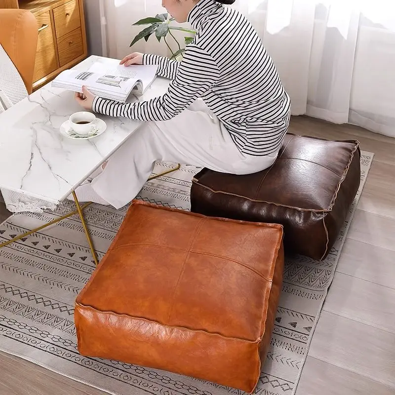 

Japanese Style square Futon Cushion Tatami Stuffed Yoga Mat PU Leather Floor Seat Cushion With Fillings Thicken Pouf Sofa