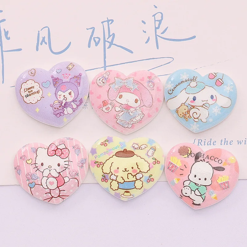 

10 Pcs New Lovely Mini Cartoon Sanrio Heart-Shaped Kitten Animal Resin Scrapbook Diy Jewellery Hairpin Accessories Decorate