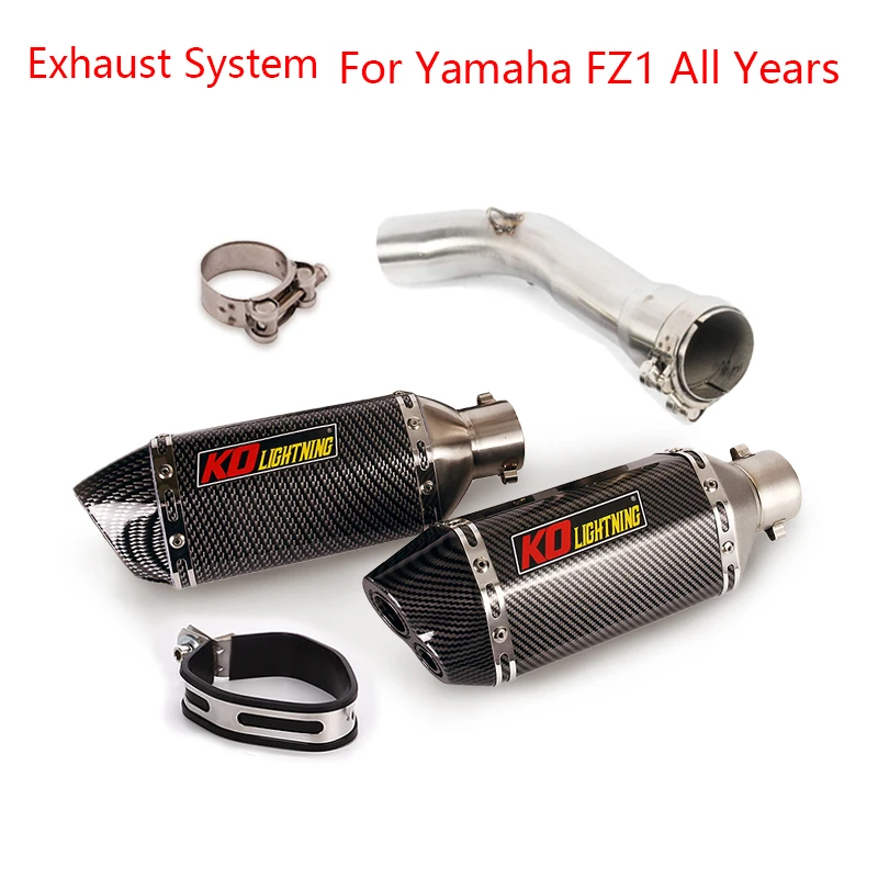 For Yamaha FZ1 All Years Exhaust Pipe 51mm Motorcycle System Escape Muffler Tip Mid Connect Link Tube Stainless Steel Slip On