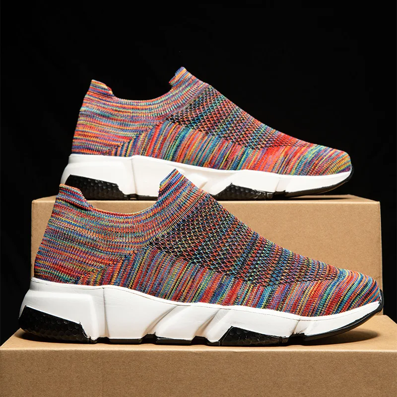 

Lazy Men's Shoes In Summer 2022 Fashionable and Comfortable Colorful Red Stripe Casual Shoes Sneakers for Men Jogging Shoes