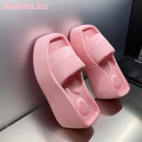 comfortable soft cute solid slippers 5 7cm platform square toe women shoes outside pink beautiful summer casual hot sale in 2022