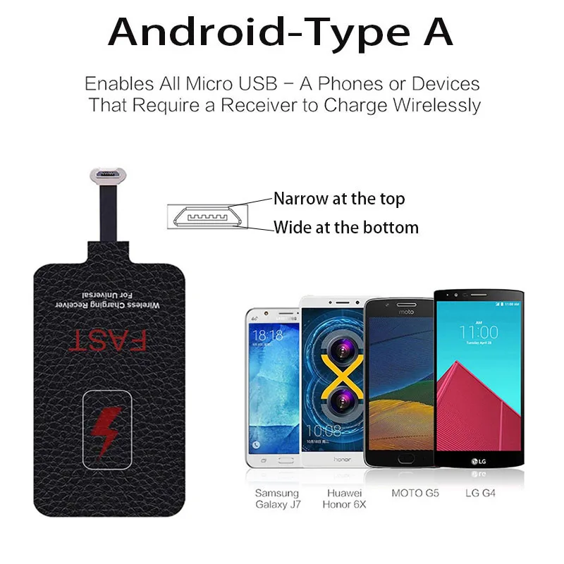 10w qi wireless charging receiver for samsung huawei xiaomi iphone5 7 universal micro usb type c fast wireless charger adapter free global shipping