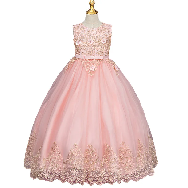 

European And American Girls' Dress Sleeveless Skirt Dress Evening Dress Mesh Tutu Skirt Sweet Princess Dress Little Host Dress