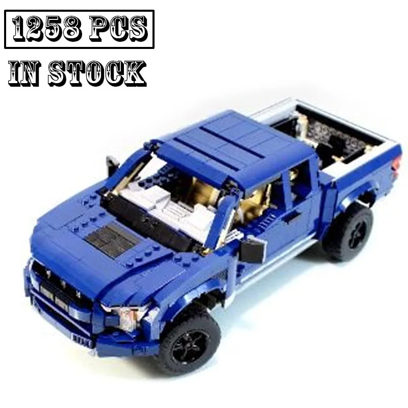 

New F150 Raptor Truck Hilux Pickup Car Model MOC-151170 Fit 10265 Building Blocks Bricks Assembly Children Toys Birthdays Gifts