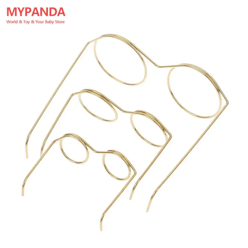 

10pcs/pack 3 sizes Mini Fashion Gold Round Glasses Frame Lensless For Doll Decor Accessories Hot sale