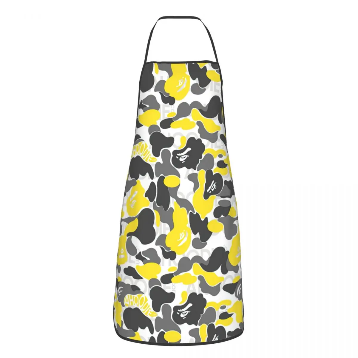 

Нагрудник с забавным желтым камуфляжным узором, фартук унисекс для женщин и мужчин, кухонный шеф-повара, кухонный фартук для готовки, выпечк...
