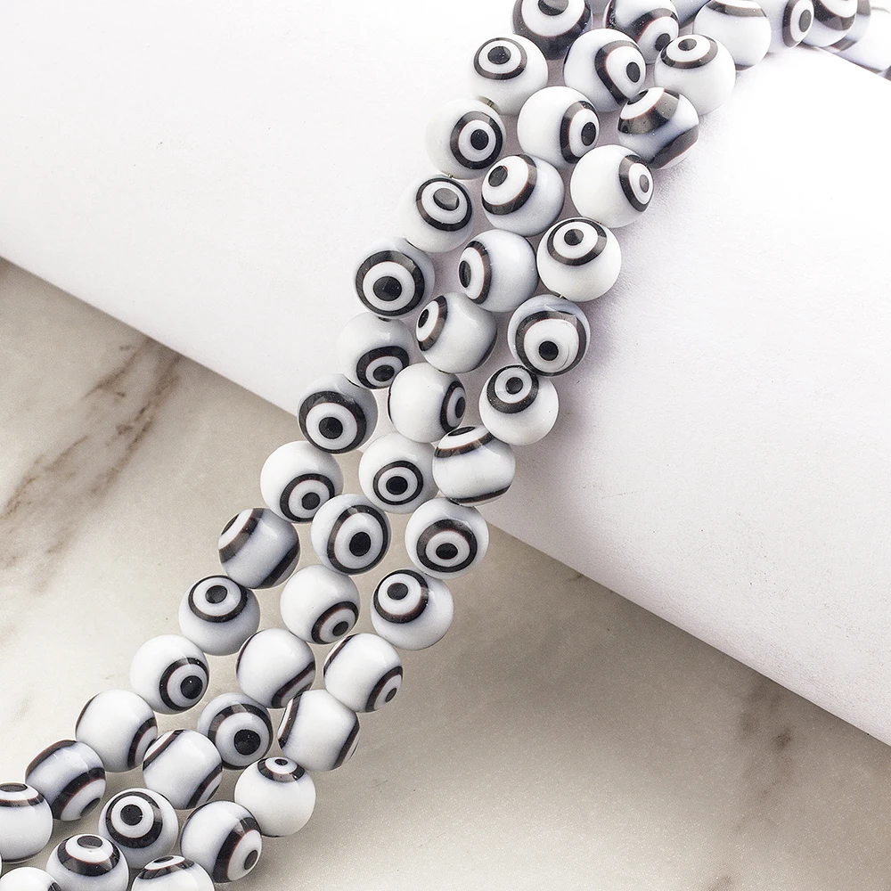 

New Evil Eye Glass Spacer Beads for Handmade Charm Jewelry Making DIY Bracelet Necklace Round Beads Birthday New Year Gifts