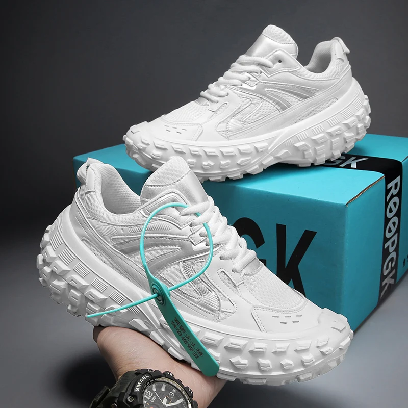 Tire Sneakers for Men Mesh Thick-soled Sports Shoes Casual Dad Shoes Students Four Seasons Hiking Runing Shoes Free Shipping