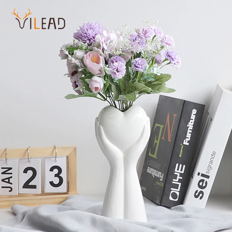 

Керамические вазы в форме сердца VILEAD, новые художественные скульптуры, Декор для дома, аксессуары, милые Стильные домашние статуи, цветочны...