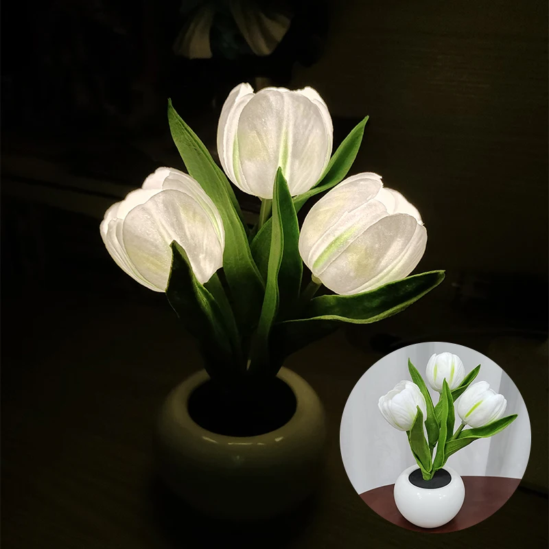

Светодиодная ночник-тюльпан пластиковый теплый свет