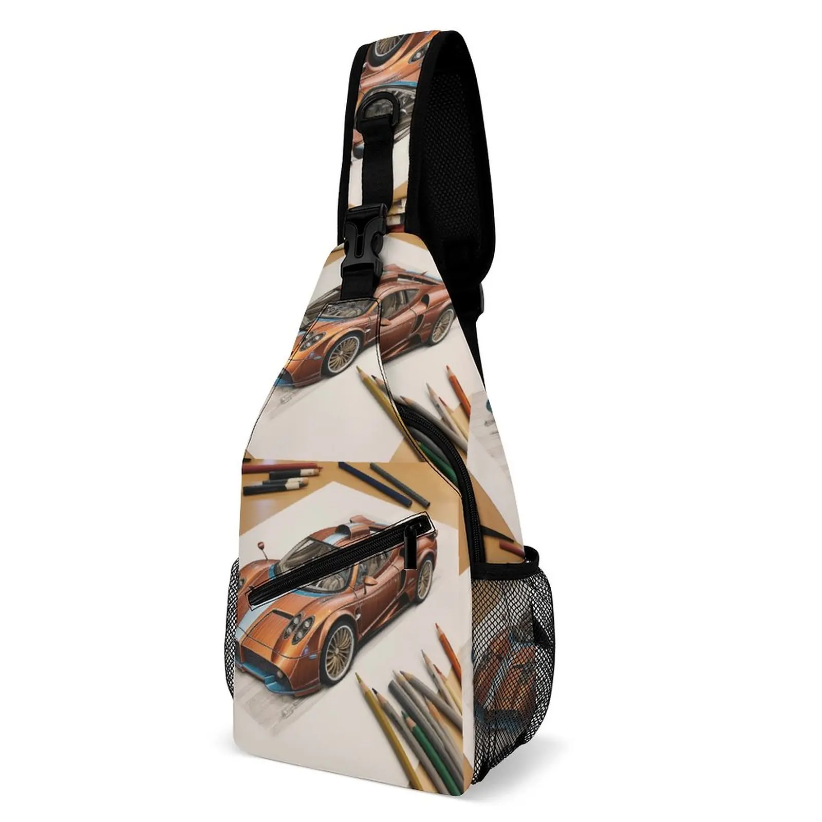 

Speed Sports Car Shoulder Bags Cartoon Pencil Art Cool Chest Bag Women Travel Motorcycle Sling Bag Business Graphic Small Bags