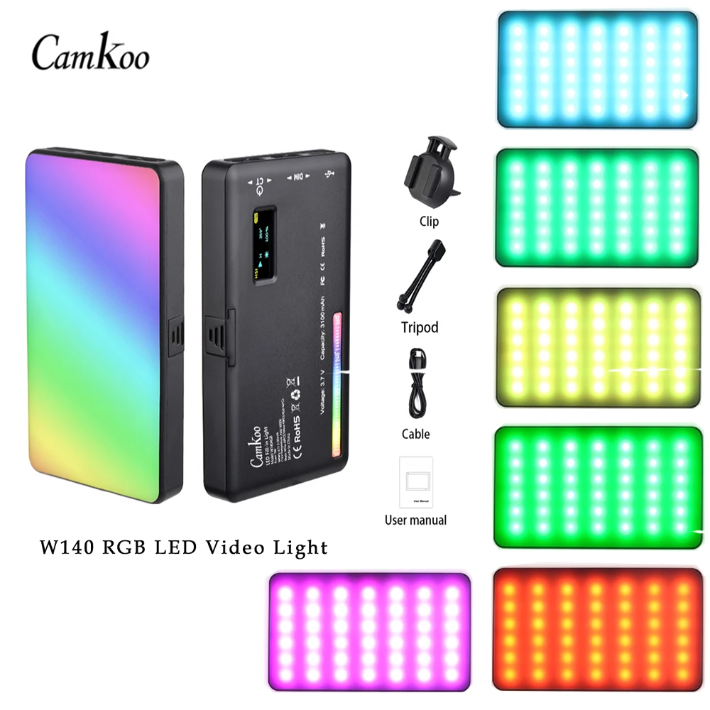 CAMKOO W140RGB W64RGB Светодиодная лампа для видеосъемки перезаряжаемый заполняющий свет