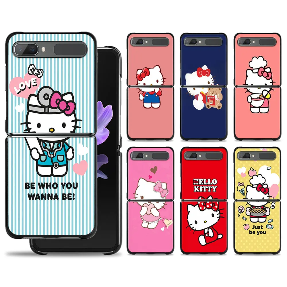 

Cute Hello Kitty Rainbow Color Phone Case For Samsung Galaxy Z Flip Z Flip3 5G Z Flip4 Hard PC Matte Shell