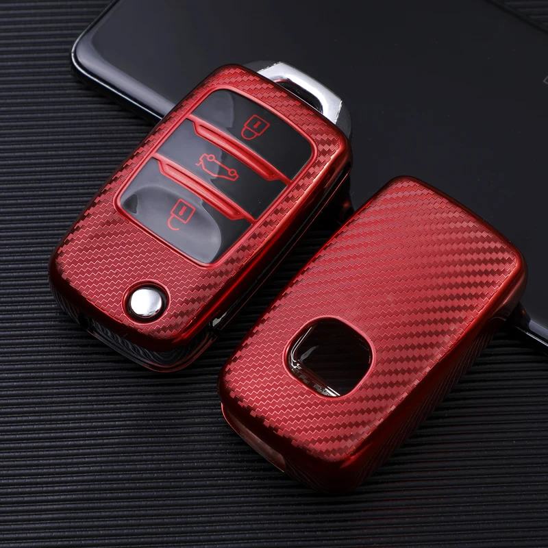 

ТПУ углеродное волокно Автомобильный складной ключ чехол сумка держатель брелок для Changan Chang An CS75 Eado CS35 Raeton CS15 V3 V5 V7