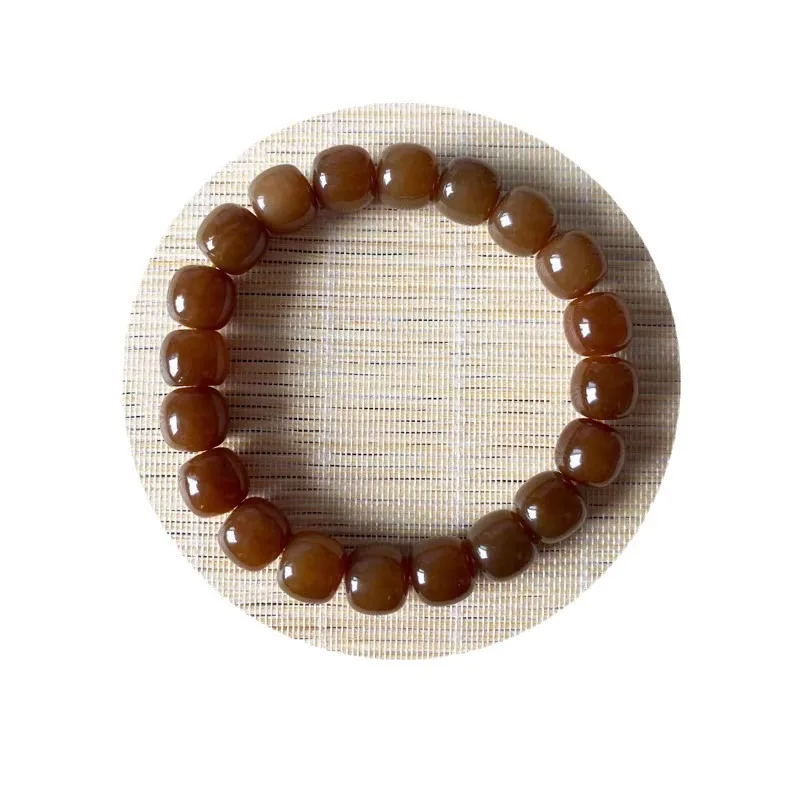 Синьцзян Хэтянь Коричневые нефритовые бусины Браслет с одним кольцом Циамо