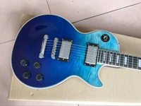 custom electric guitar blue color guitaar with chrome hardware mahogany body rosewood fingerboard guitarra