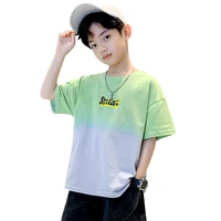 new 2022 summer boys t shirt teenage gradient color t shirt for boys tee shirt childrens clothes cotton tops 4 6 8 10 12 14yrs