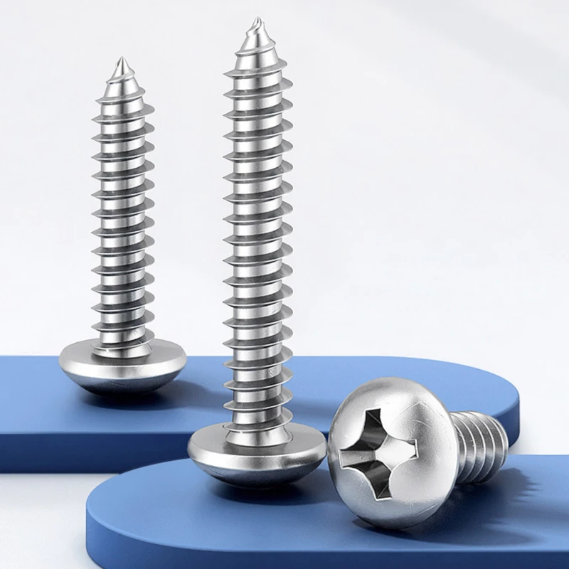

5-50PCS M2-M6.3 Length 6mm--80mm 304 Stainless Steel Lengthened Long Cross Phillips Pan Round Head Self Tapping Wood Screw