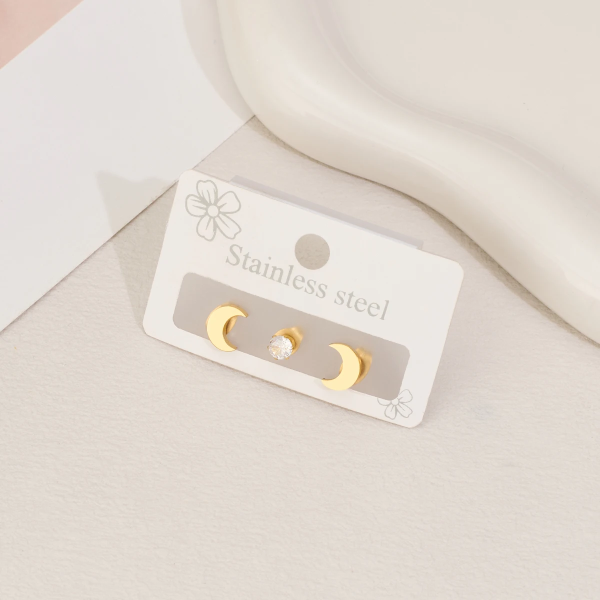 Простые серьги-гвоздики с луной для женщин гипоаллергенные серебряные серьги из