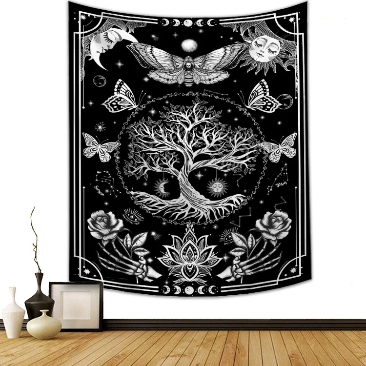 

Skull Mushroom Halloween Tapestry Wall Hanging Witchcraft Wall Tapestry Hippie Wall Rug Dorm Decor Psychedelic Tapestry